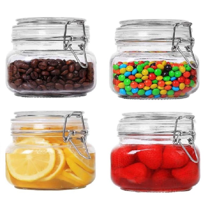 Airtight Square Glass Canister Kitchen Storage Jar