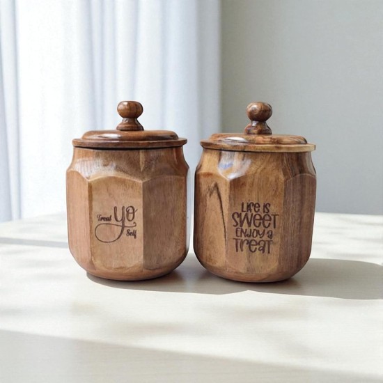 Acacia Wood Premium Wooden Storage Jars