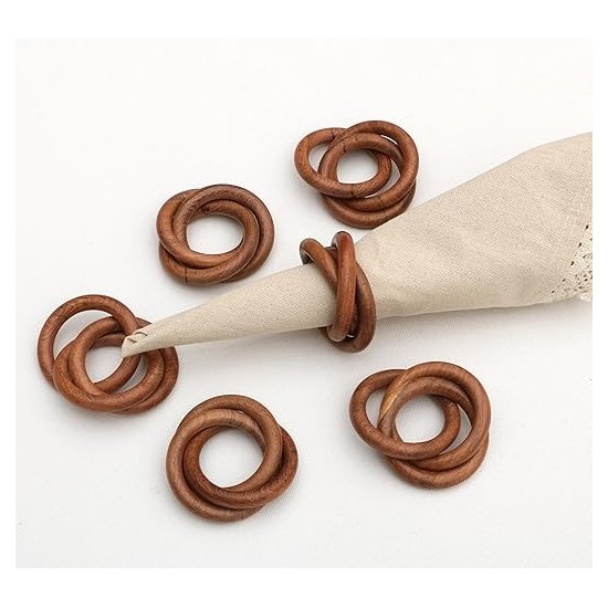 Wooden Napkin Rings Set of 6