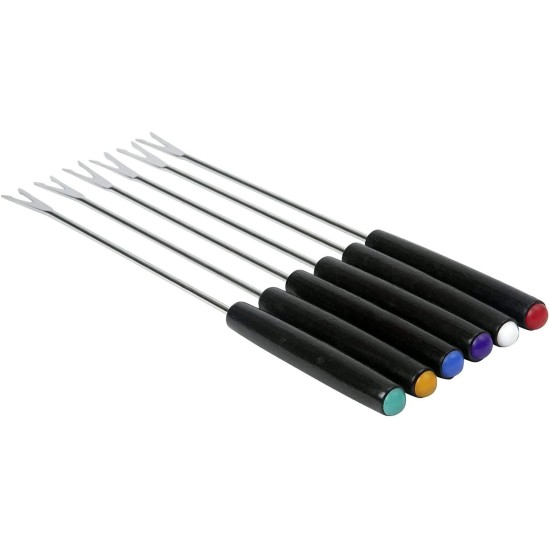 Stainless Steel Fondue Forks With Colour Coded Handles