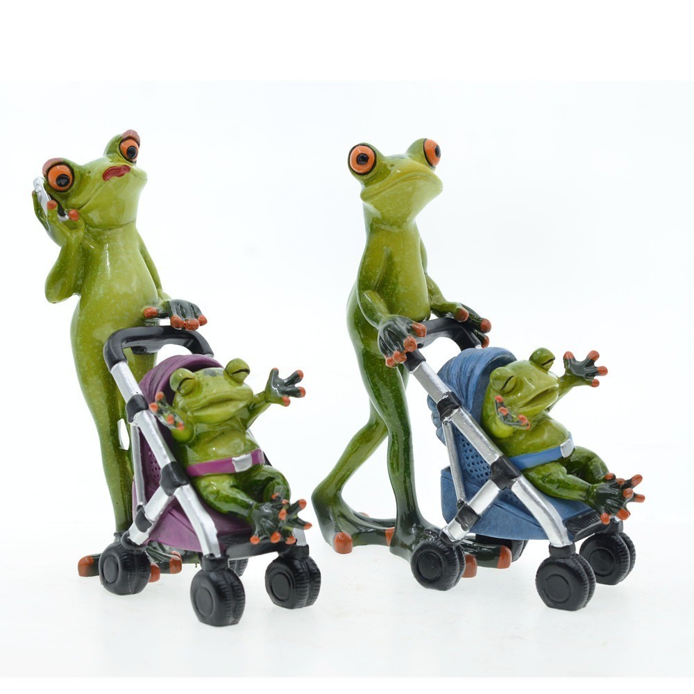 Couple Parent Child Family Frog Resin Ornaments